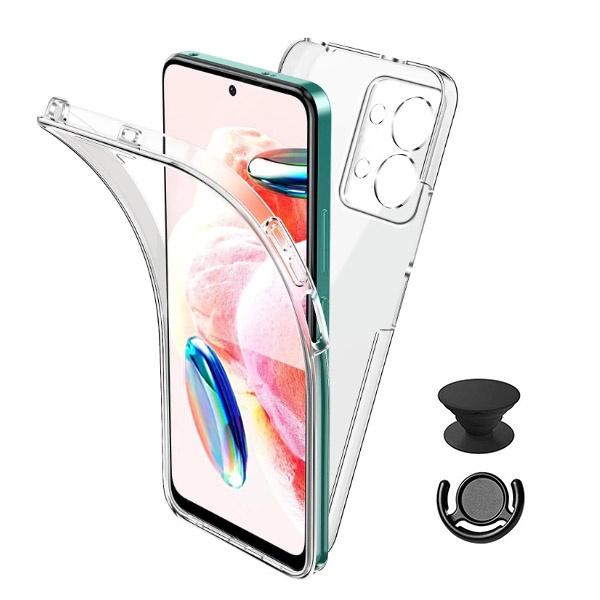 Kit Capa 3x1 360° Impact Protection + 1 GripHolder + 1 Suporte GripHolder Preto para Xiaomi Redmi Note 13 4G - Transparente/Preto