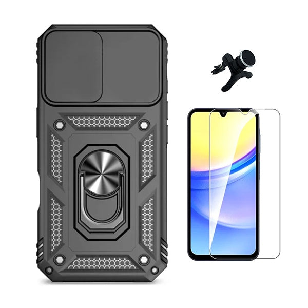 Kit Vidro Clearglass + Capa Magnetic Slide Window + Suporte Magnético Reforçado  PHONECARE Para Xiaomi Redmi A5 4G - Preto