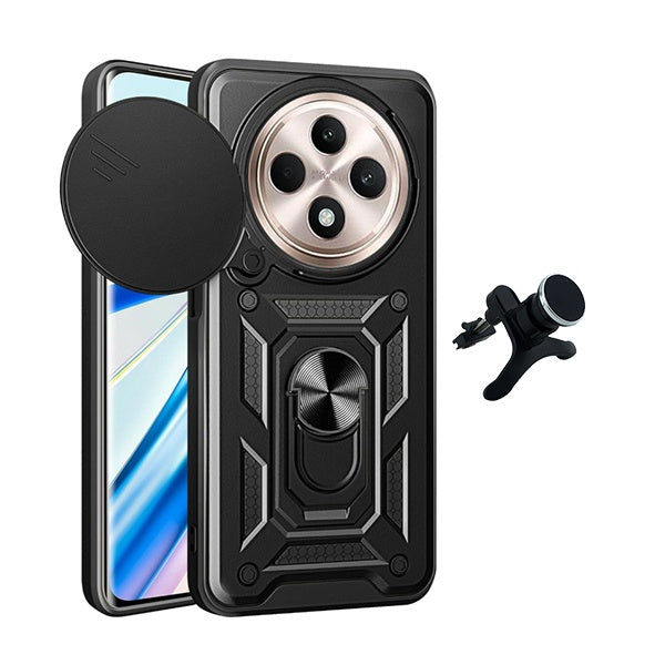 Kit Suporte Reforçado + Capa Magnetic Slide Window Phonecare Para Oppo Reno12 F 4G - Preto