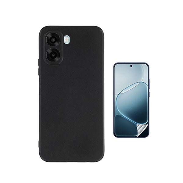 Kit Película Hydrogel Frente + Capa Silicone Líquido PHONECARE Para Oppo A6x - Preto