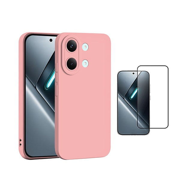 Kit Vidro Temperado + Capa Silicone Líquido PHONECARE Para Xiaomi Poco X8 Pro Max 5G - Rosa