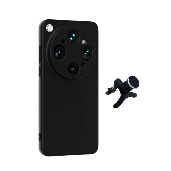 Kit Suporte Magnético Reforçado + Capa Silicone Líquido PHONECARE Para Oppo Find X9 Ultra - Preto