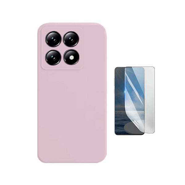 Kit Película Hydrogel Frente + Capa Silicone Líquido PHONECARE Para Xiaomi 15T 5G - Rosa