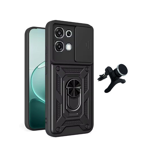 Kit Suporte Reforçado + Capa Magnetic Slide Window PHONECARE Para Oppo A6 Pro - Preto
