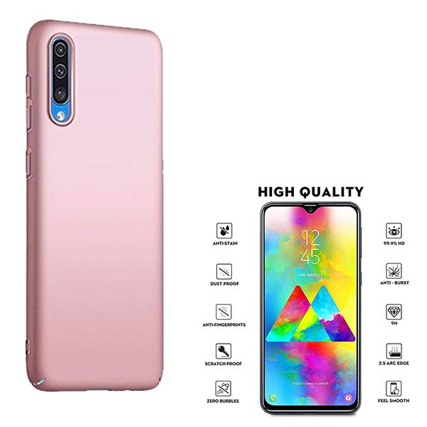 Kit Vidro Premium Full Cover + Capa SlimShield Rosa para Samsung Galaxy A30s