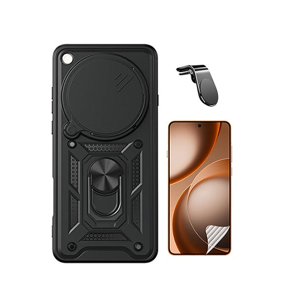 Kit Película Hydrogel Frente + Capa Magnetic Slide Window + Suporte L PHONECARE Para Oppo Find X9 Ultra - Preto