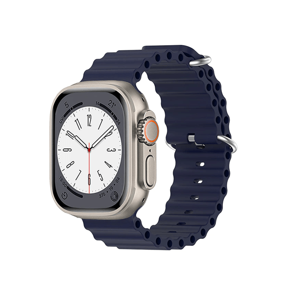 Bracelete Silicone Ocean Waves para Apple Watch Series 8 Aluminum - 45mm - Azul Escuro