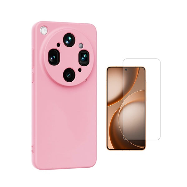 Kit Vidro Clearglass + Capa Silicone Líquido PHONECARE Para Oppo Find X9 Ultra - Rosa
