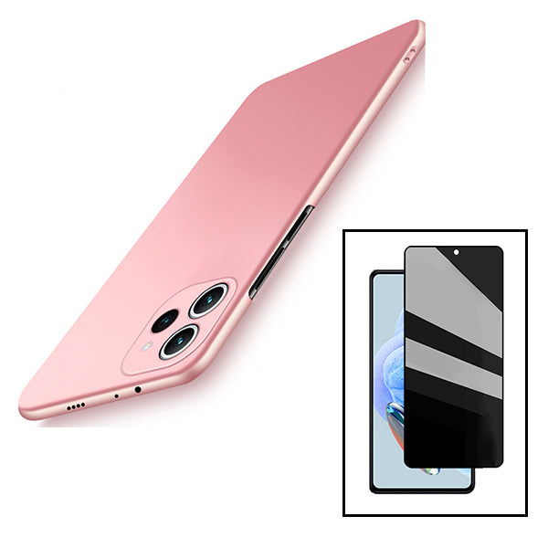 Kit Película 5D Anti-Spy + Capa SlimShield para Xiaomi Redmi 12 5G - Rosa