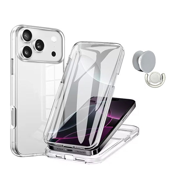 Kit Capa 360° Impact Protection + 1 Gripholder + 1 Suporte PHONECARE Para Apple iPhone 18 Pro - Transparente/Branco