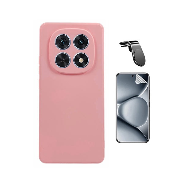 Kit Película Hydrogel Frente + Capa Silicone Líquido + Suporte L PHONECARE Para Xiaomi Redmi Note 15 5G - Rosa