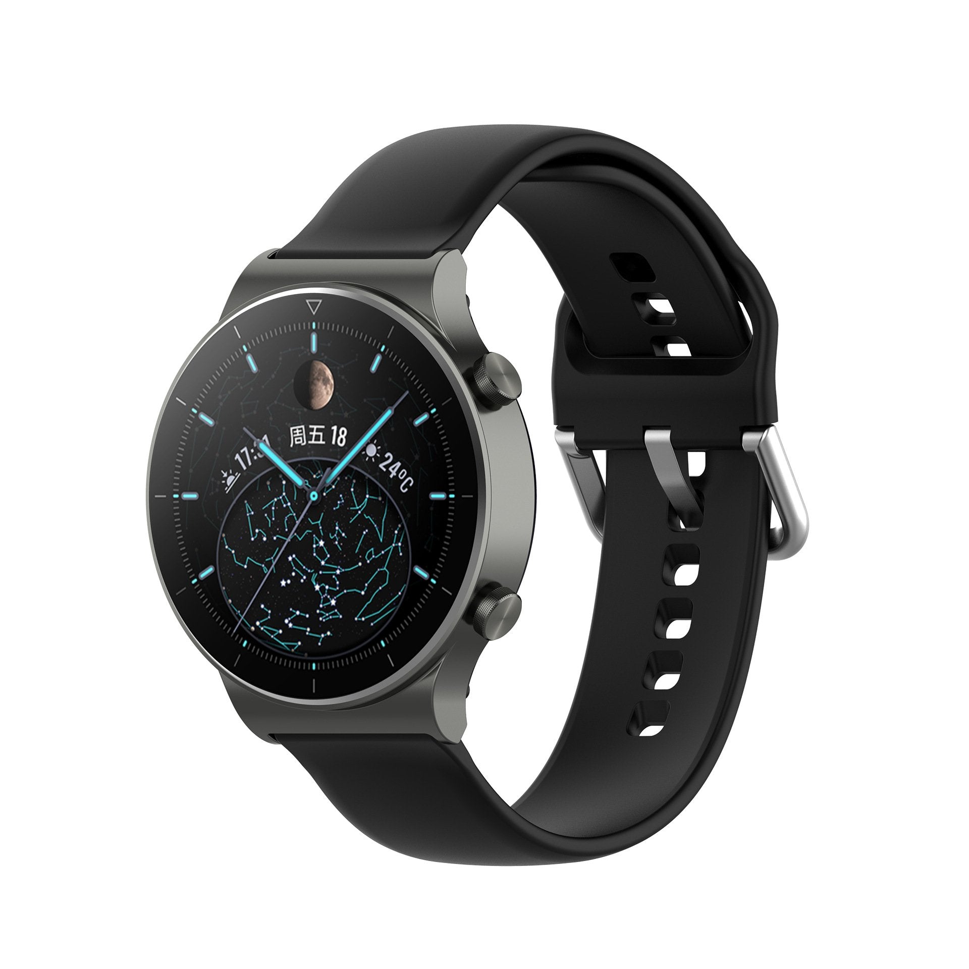 Bracelete SmoothSilicone Com Fivela para Amazfit GTR 3 Pro - 47mm - Preto