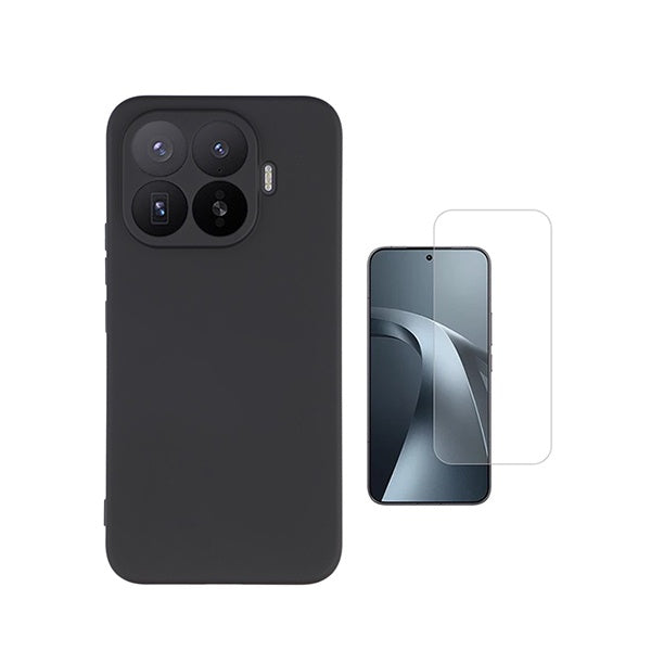 Kit Vidro Clearglass + Capa Silicone Líquido PHONECARE Para Xiaomi 17T Pro 5G - Preto