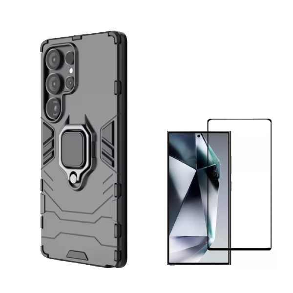 Kit Vidro Temperado + Capa Military PHONECARE Para Samsung Galaxy S25 Ultra - Preto