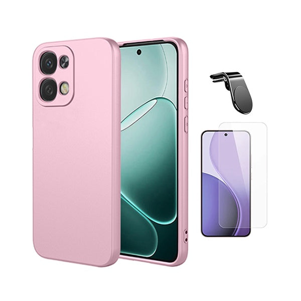 Kit Vidro Clearglass + Capa Silicone Líquido + Suporte L PHONECARE Para Oppo A6 Pro 4G - Rosa