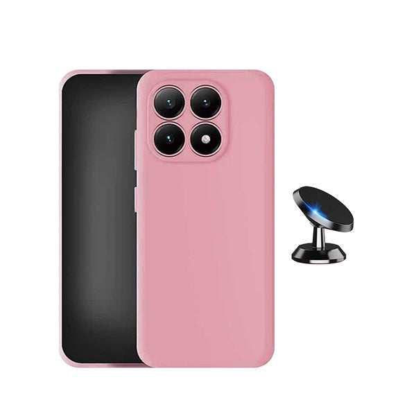 Kit Suporte Magnético + Capa Silicone Líquido PHONECARE Para Xiaomi 17 5G - Rosa