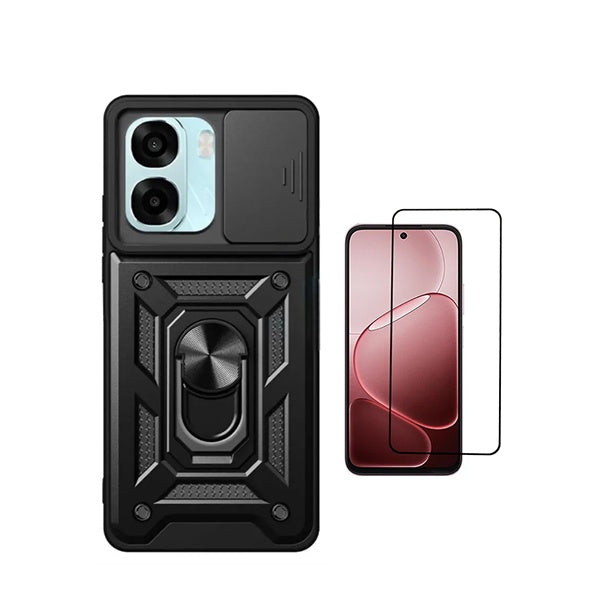 Kit Vidro + Capa Magnetic Slide Window PHONECARE Para Oppo A6 4G - Preto