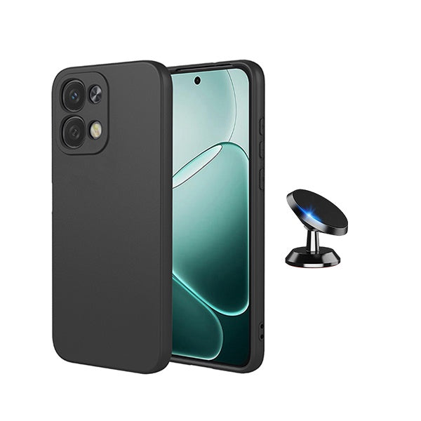 Kit Suporte Magnético + Capa Silicone Líquido PHONECARE Para Oppo A6 Pro 4G - Preto