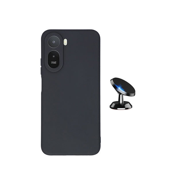 Kit Suporte Magnético + Capa Silicone Líquido PHONECARE Para Xiaomi Redmi A7 Pro 4G - Preto