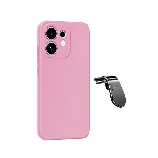Kit Suporte L + Capa Silicone Líquido PHONECARE Para Oppo Reno16 - Rosa