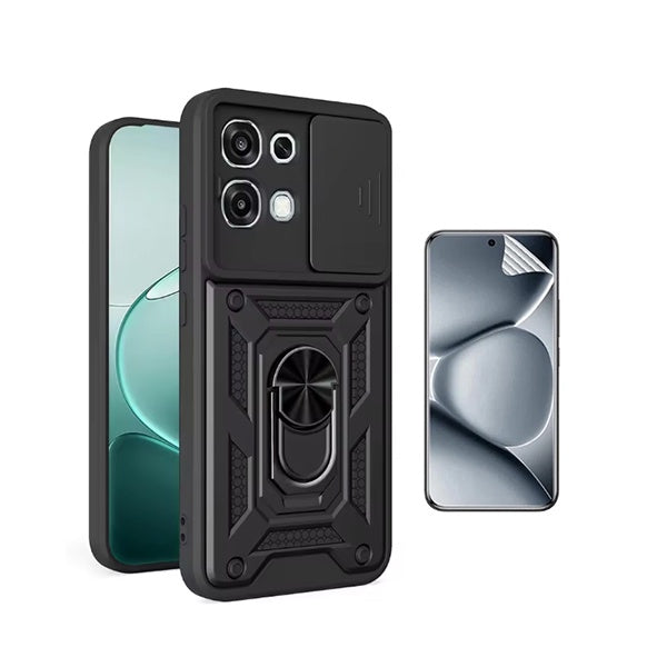 Kit Película Hydrogel Frente + Capa Magnetic Slide Window PHONECARE Para Oppo A6 Pro - Preto