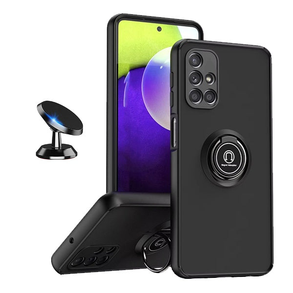 Kit Capa Anti-Impact Clear Armor Ring + Suporte Magnético PHONECARE Para Samsung Galaxy A51 - Transparente/Preto