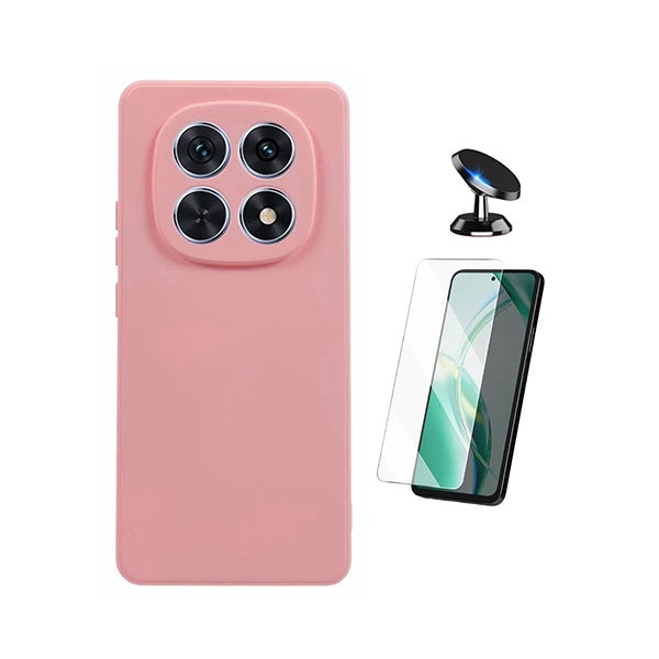 Kit Vidro Clearglass + Capa Silicone Líquido + Suporte Magnético PHONECARE Para Xiaomi Redmi Note 15 5G - Rosa