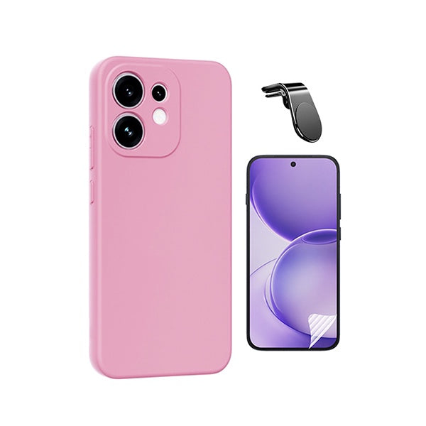 Kit Película Hydrogel Frente + Capa Silicone Líquido + Suporte L PHONECARE Para Oppo Reno16 - Rosa