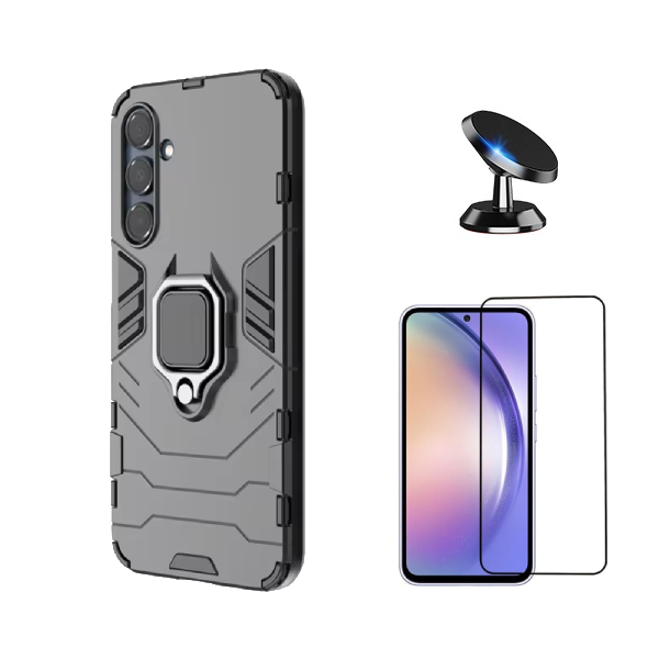 Kit Vidro Temperado + Capa Military Defender + Suporte PHONECARE Para Samsung Galaxy A26 5G - Preto