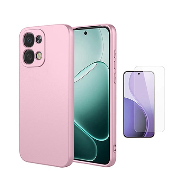 Kit Vidro Clearglass + Capa Silicone Líquido PHONECARE Para Oppo A6 Pro - Rosa