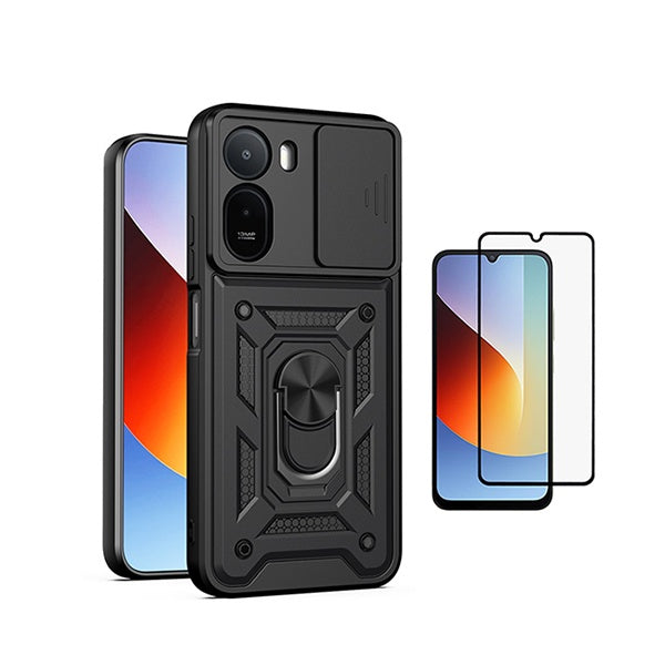 Kit Vidro + Capa Magnetic Slide Window PHONECARE Para Xiaomi Redmi A7 Pro 4G - Preto