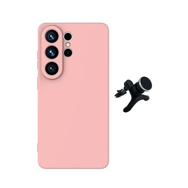 Kit Suporte Magnético Reforçado + Capa Silicone Líquido PHONECARE Para Samsung Galaxy S26 Ultra - Rosa