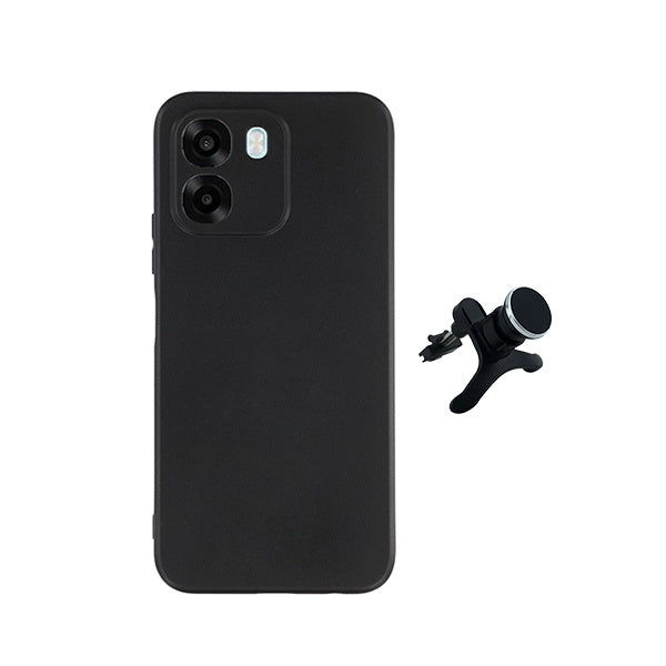 Kit Suporte Magnético Reforçado + Capa Silicone Líquido PHONECARE Para Oppo A6 - Preto