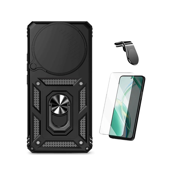 Kit Vidro Clearglass + Capa Magnetic Slide Window + Suporte L PHONECARE Para Xiaomi Redmi Note 15 5G - Preto