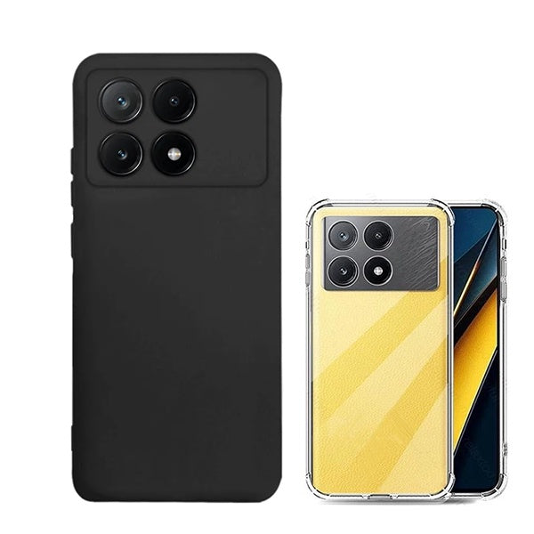 Kit Capa Silicone + Superprotect Para Xiaomi Poco X6 Pro 5G - Preto / Transparente