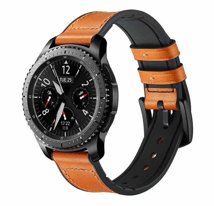 Bracelete Premium Siliconleather PHONECARE Para Honor Watch 6 Plus - Castanho / Preto