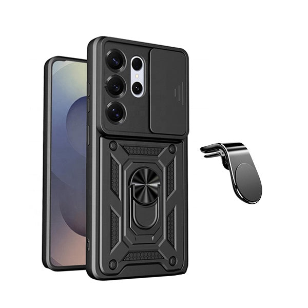 Kit Suporte L + Capa Magnetic Slide Window PHONECARE Para Samsung Galaxy S26 Ultra - Preto