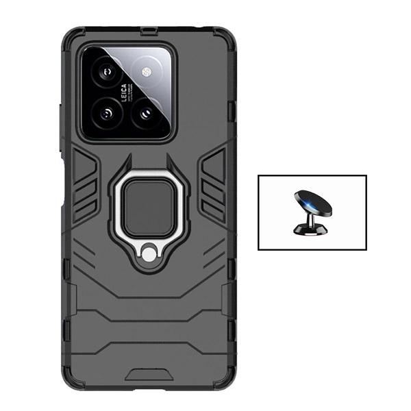 Kit Suporte Magnético de Carro + Capa 3X1 Military Defender para Xiaomi 14 - Preto