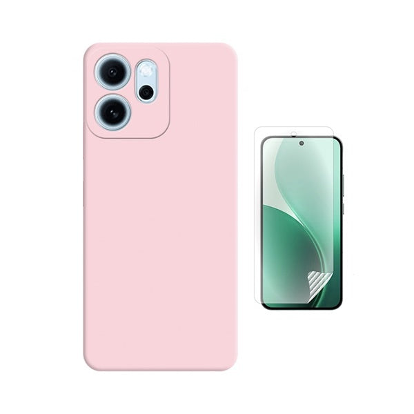 Kit Película Hydrogel Frente + Capa Silicone Líquido PHONECARE Para Oppo Reno14 F - Rosa