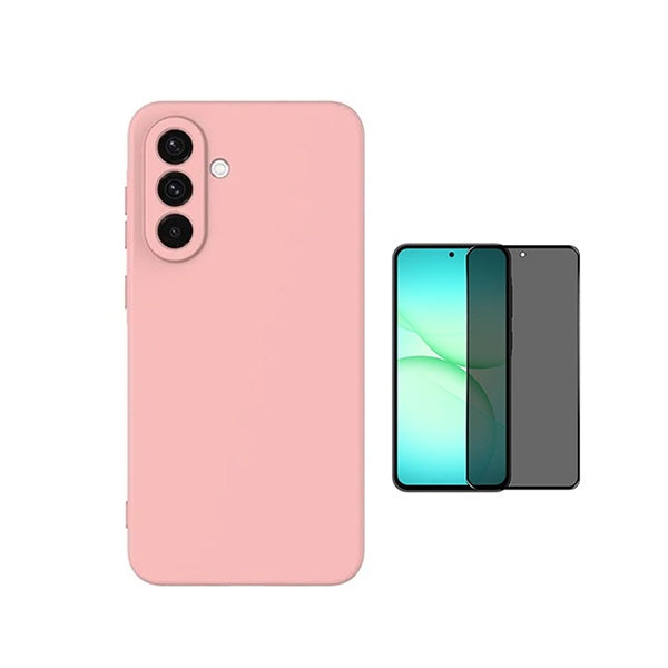 Kit Vidro Anti-Spy + Capa Silicone Líquido PHONECARE Para Samsung Galaxy A37 5G - Rosa