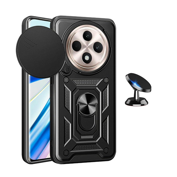 Kit Suporte Magnético + Capa Magnetic Slide Window Phonecare Para Oppo Reno12 F 4G - Preto
