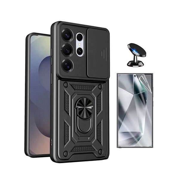 Kit Película Hydrogel Frente + Capa Magnetic Slide Window + Suporte Magnético PHONECARE Para Samsung Galaxy S26 Ultra - Preto