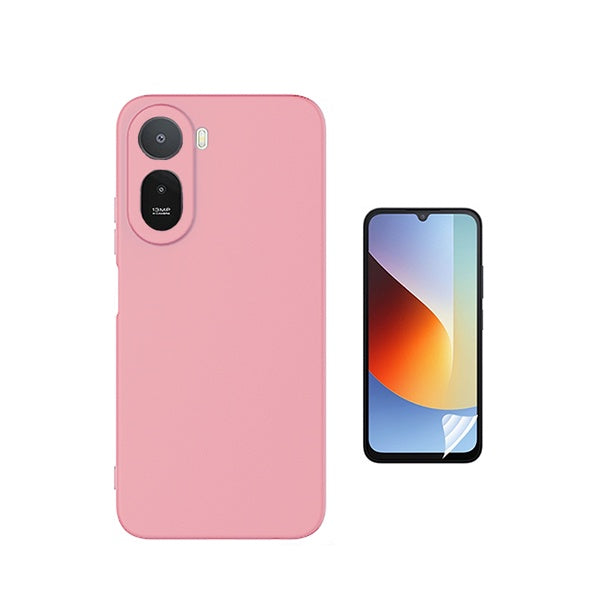 Kit Película Hydrogel Frente + Capa Silicone Líquido PHONECARE Para Xiaomi Redmi A7 Pro - Rosa