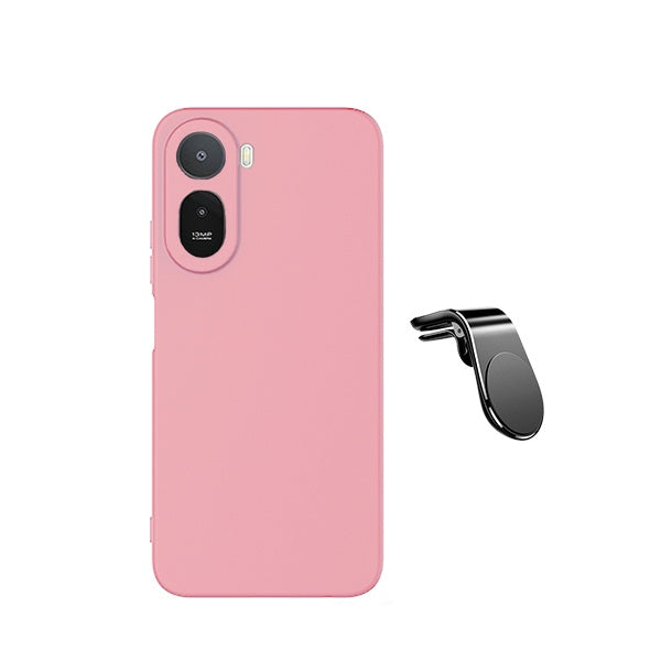 Kit Suporte L + Capa Silicone Líquido PHONECARE Para Xiaomi Redmi A7 Pro - Rosa