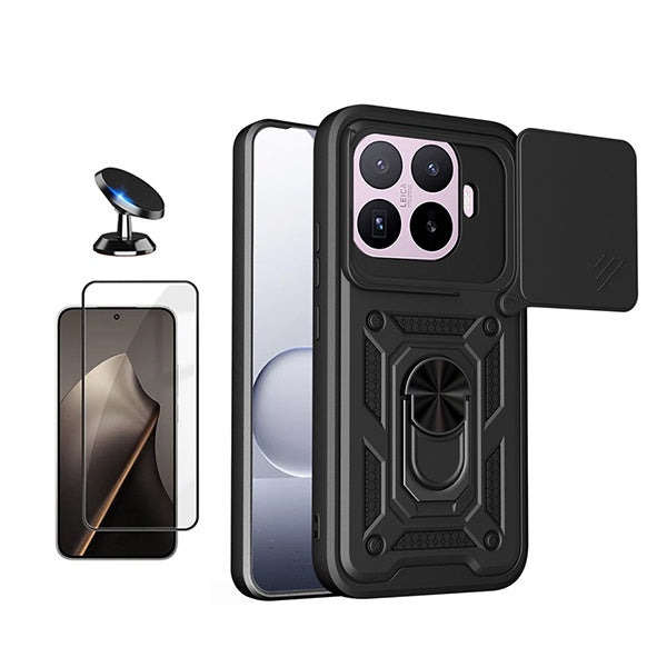 Kit Vidro + Capa Magnetic Slide Window + Suporte Magnético PHONECARE Para Xiaomi 17T 5G - Preto