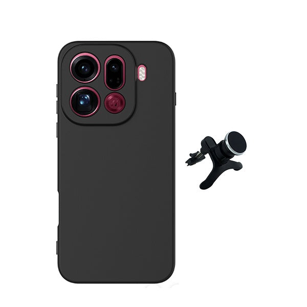 Kit Suporte Magnético Reforçado + Capa Silicone Líquido PHONECARE Para Oppo Find X9 Pro - Preto