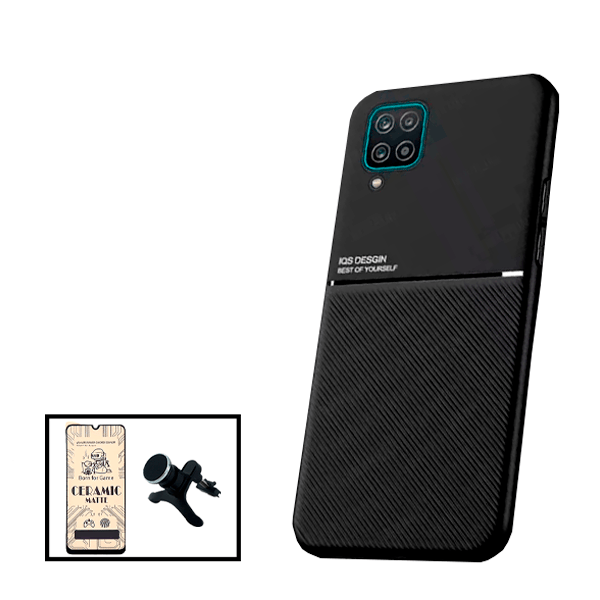 Kit Capa Magnetic Lux + Película CeramicGlass + Suporte Magnético de Carro Reforçado para Samsung Galaxy M12