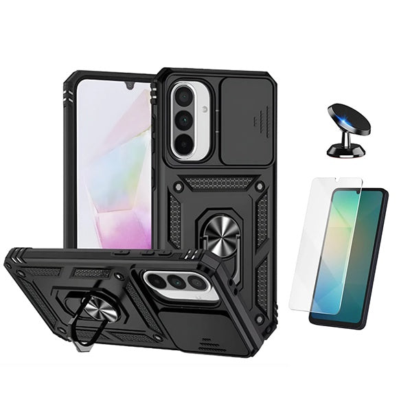 Kit Vidro Clearglass + Capa Magnetic Slide Window + Suporte Magnético PHONECARE Para Samsung Galaxy A17 4G - Preto