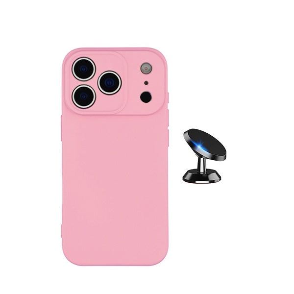 Kit Suporte Magnético + Capa Silicone Líquido PHONECARE Para Apple iPhone 18 Pro Max - Rosa