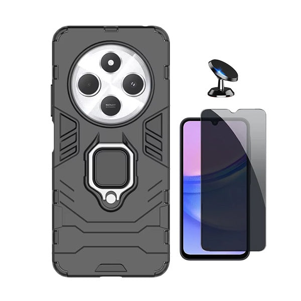 Kit Película Anti-Spy + Capa Military + Suporte Magnético Phonecare Para Xiaomi Redmi A4 - Preto